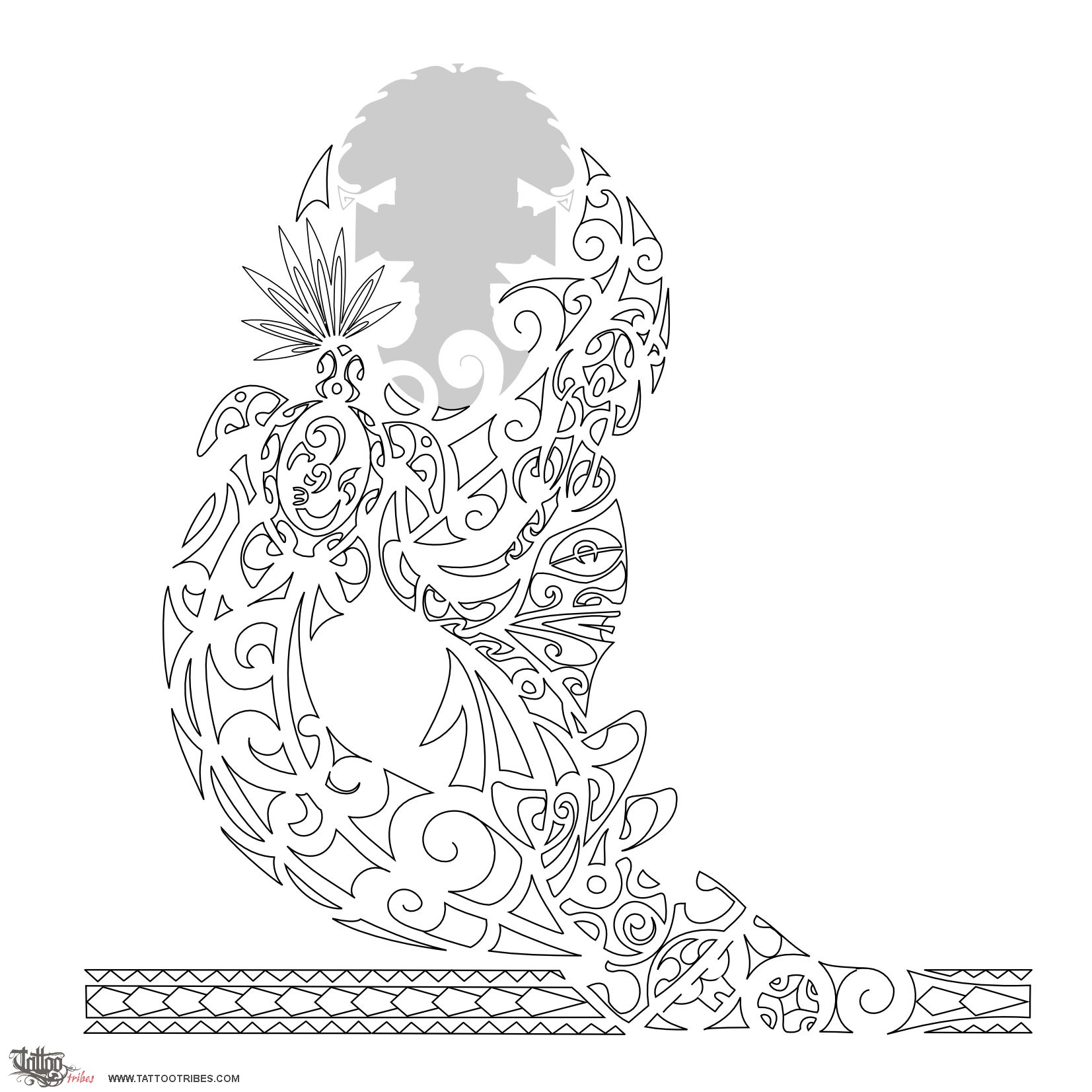 Stencil outline of Kotahitanga, Unity downloadable hi-res tattoo stencil