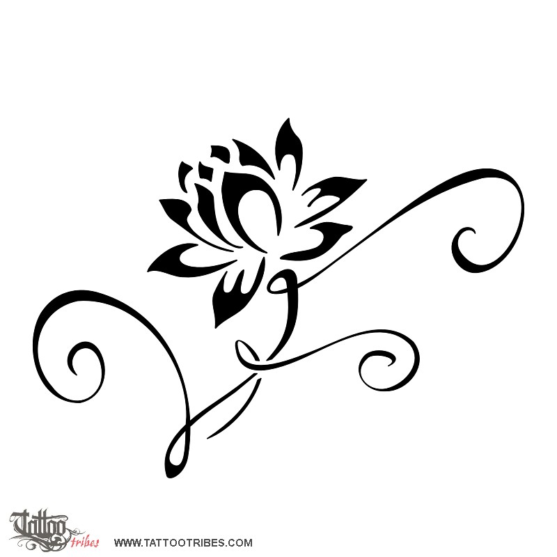 Tattoo image of Lotus flower, Union downloadable hi-res tattoo flash design
