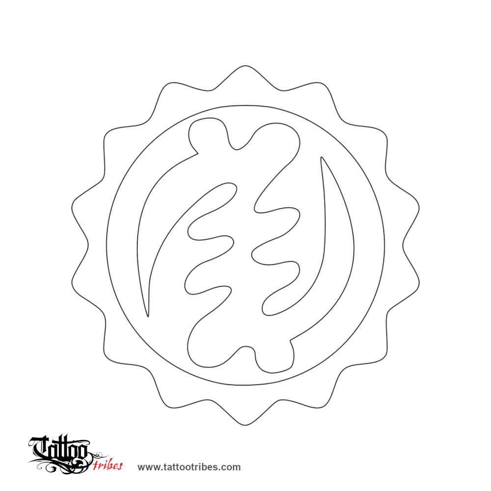 Stencil outline of Nyame Ye Ohene, Except for God downloadable hi-res tattoo stencil