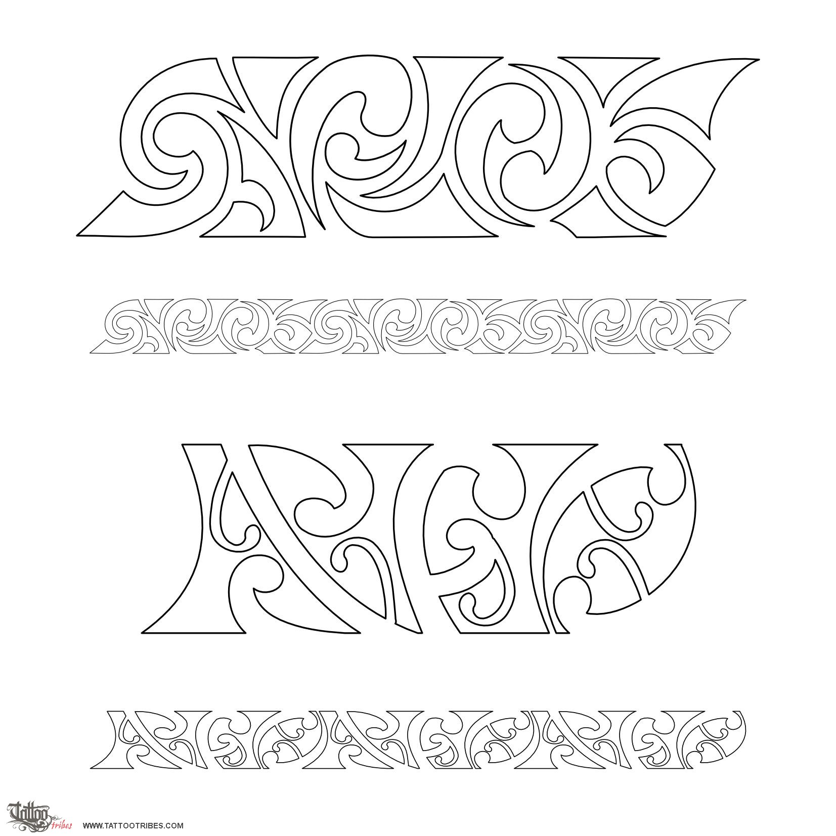 Stencil outline of Maorigram, SFO letters downloadable hi-res tattoo stencil