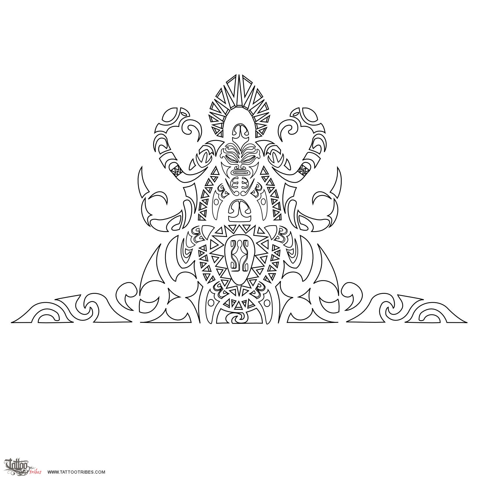 Stencil outline of Maori half sleeve, Birth of an angel downloadable hi-res tattoo stencil
