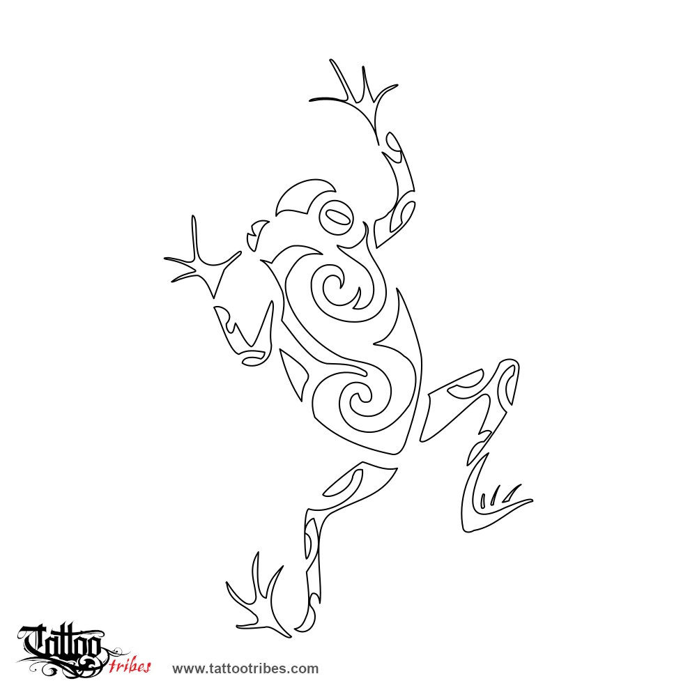 Stencil outline of Frog, Healing, transformation downloadable hi-res tattoo stencil