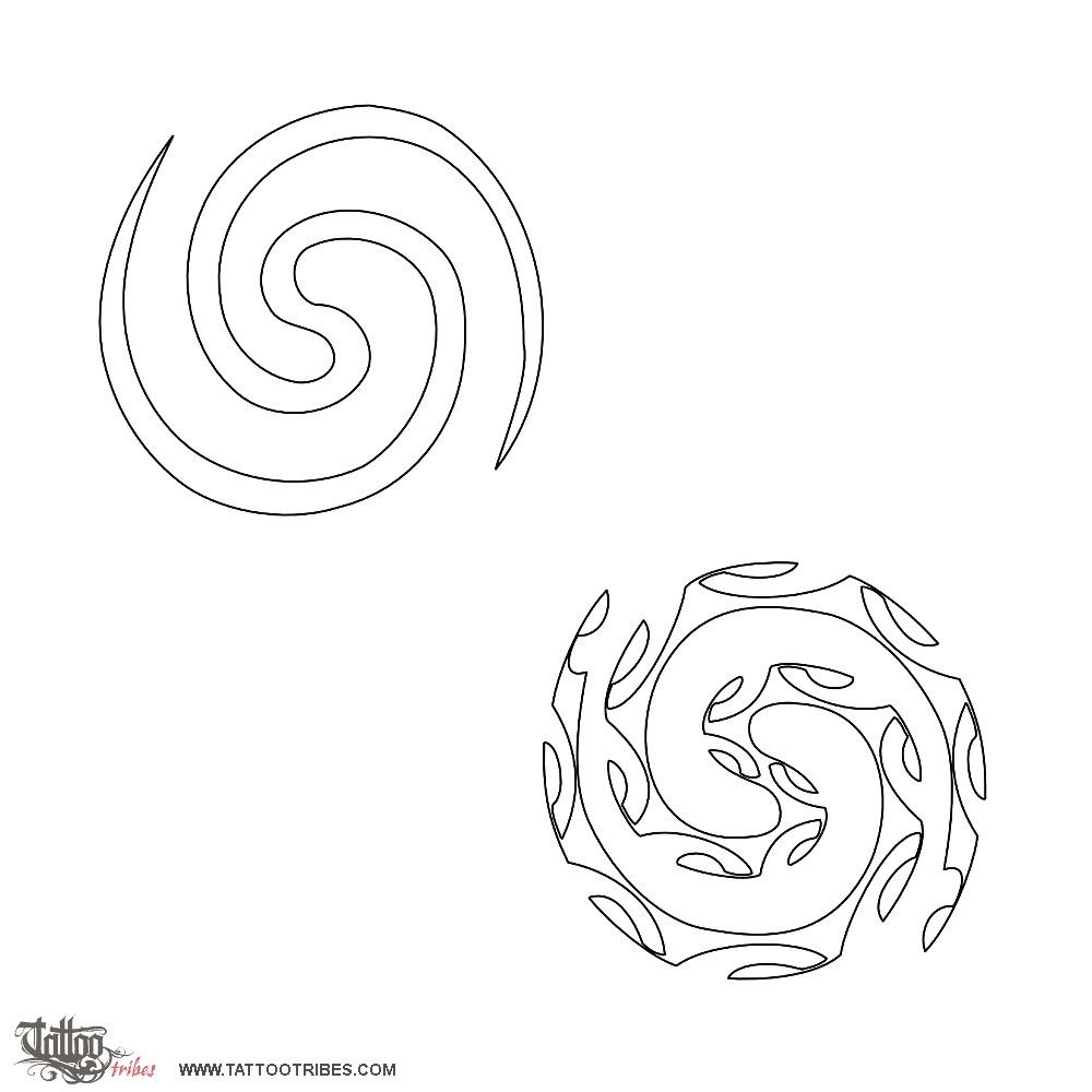 Stencil outline of Double spiral, Balance downloadable hi-res tattoo stencil