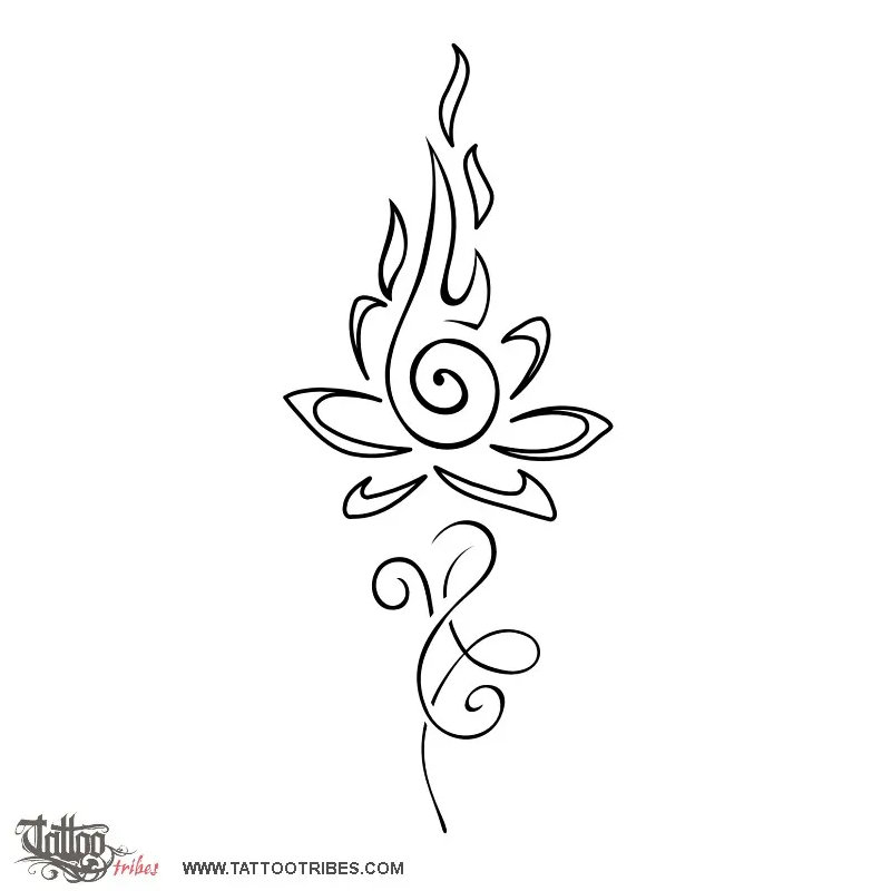 Tattoo stencil of Lotus on fire, Perfect eternity downloadable hi-res tattoo stencil