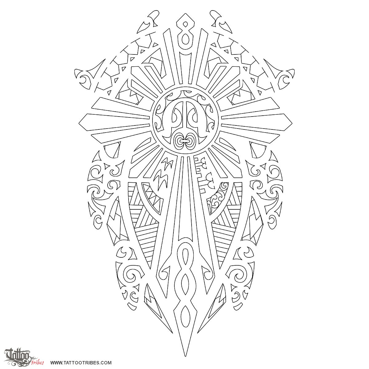 Stencil outline of Filipino sun turtle, Family, beliefs downloadable hi-res tattoo stencil