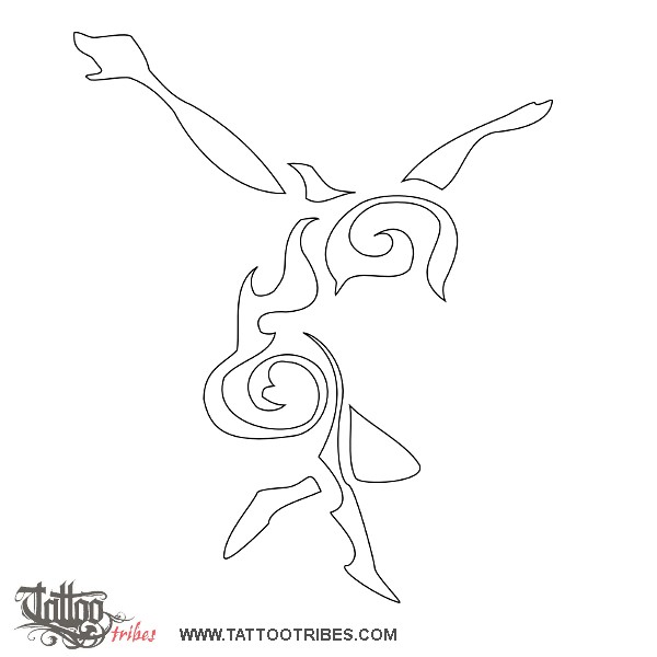 Stencil outline of Fire of dance, Passion, dance downloadable hi-res tattoo stencil