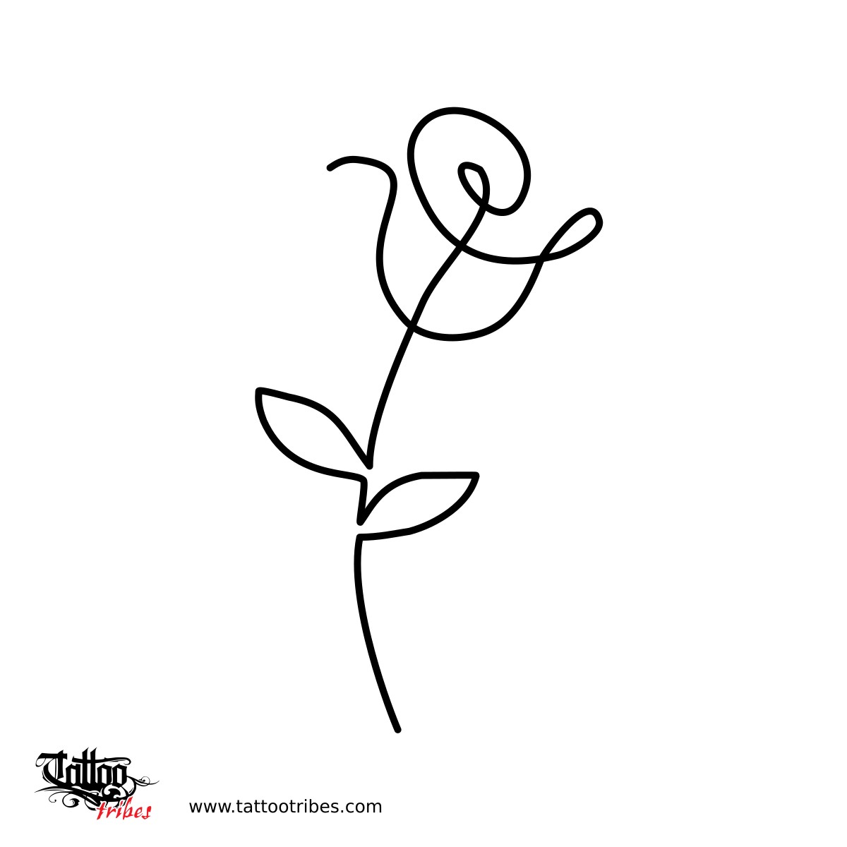Small feminine single-line minimalistic rose tattoo flash downloadable hi-res tattoo flash design