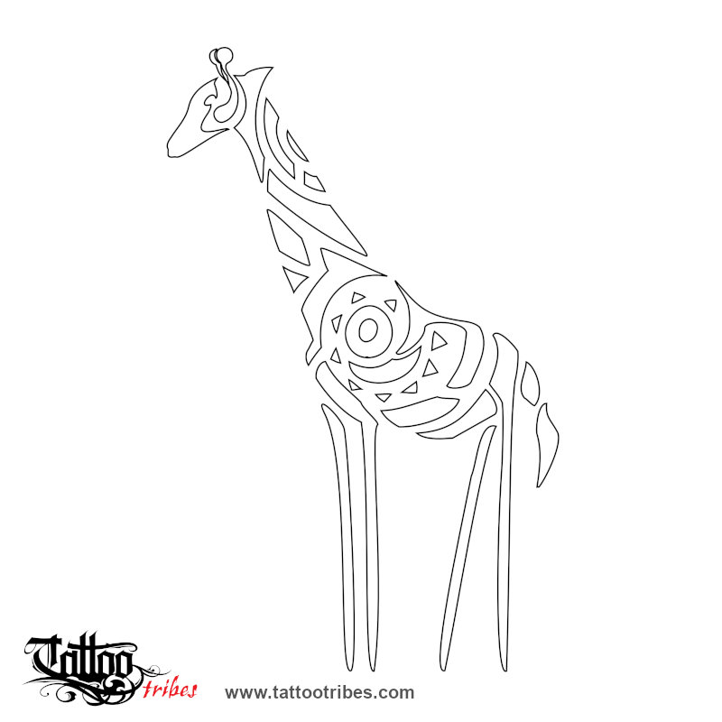 Stencil outline of Giraffe, Originality, change of perspective downloadable hi-res tattoo stencil