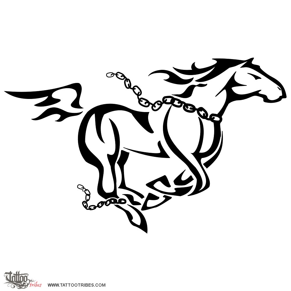 Tattoo image of Galloping horse, Free downloadable hi-res tattoo flash design