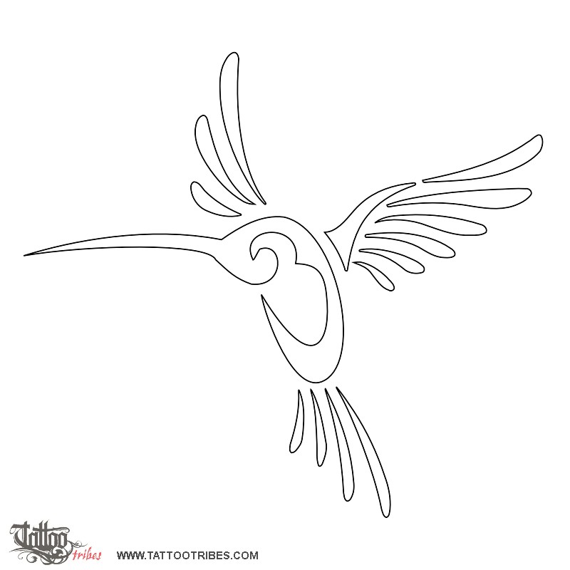 Stencil outline of Humming bird, Live for the moment downloadable hi-res tattoo stencil