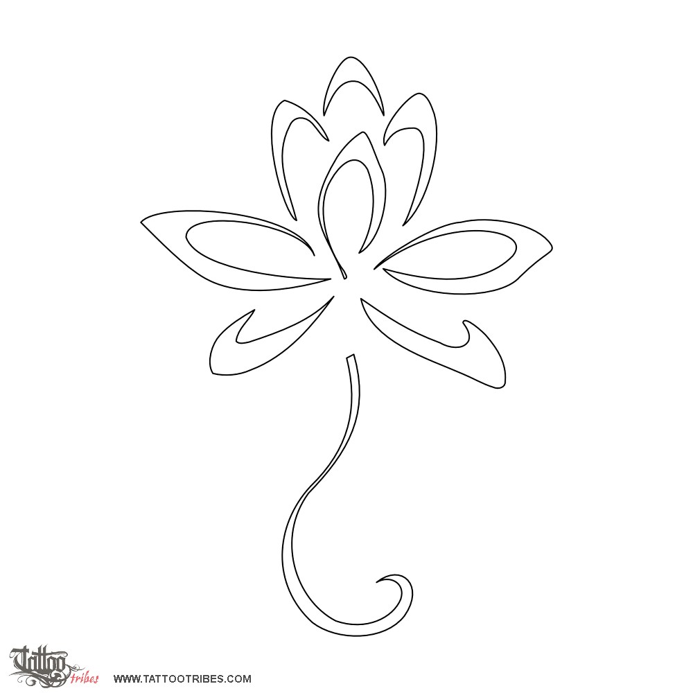 Stencil outline of Lotus flower, Overcoming all difficulties downloadable hi-res tattoo stencil