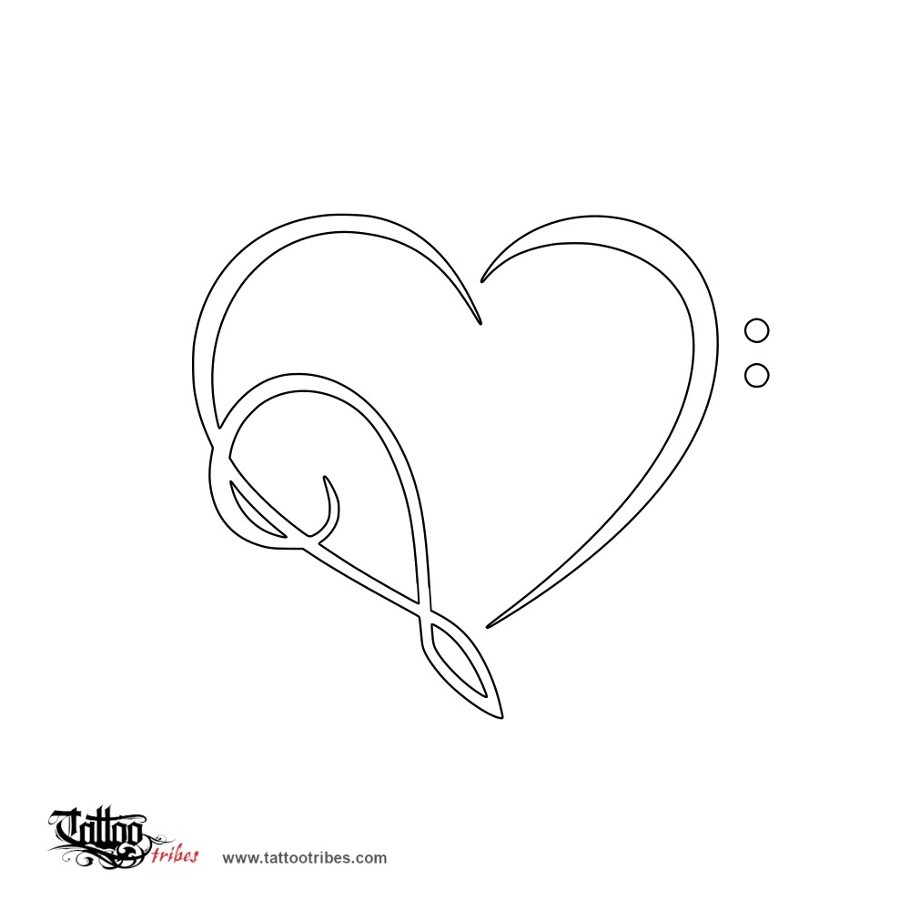 Tattoo stencil of Musical heart, Love for music downloadable hi-res tattoo stencil