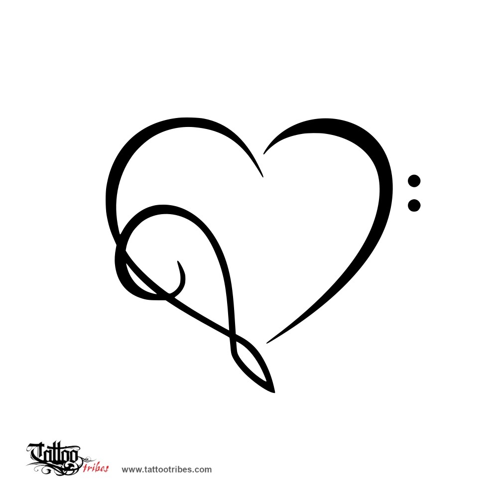 Tattoo image of Musical heart, Love for music downloadable hi-res tattoo flash design