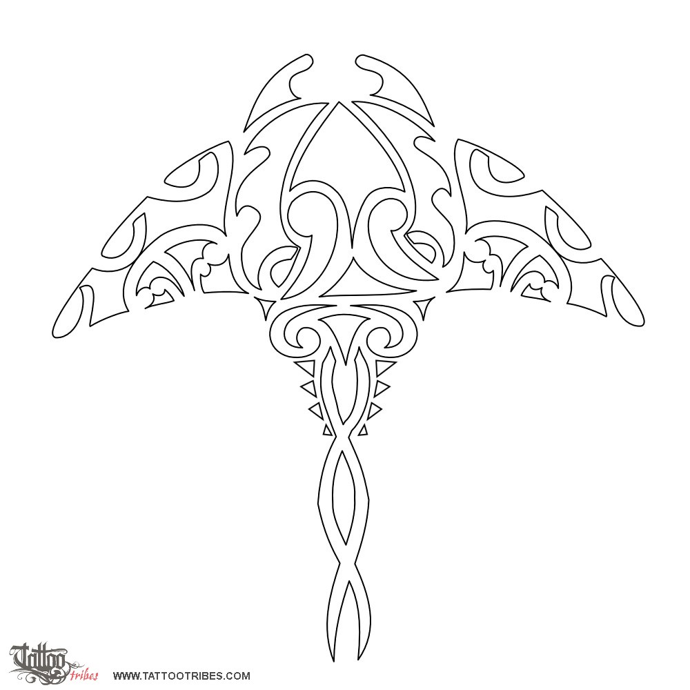 Stencil outline of Manta, Freedom, protection downloadable hi-res tattoo stencil