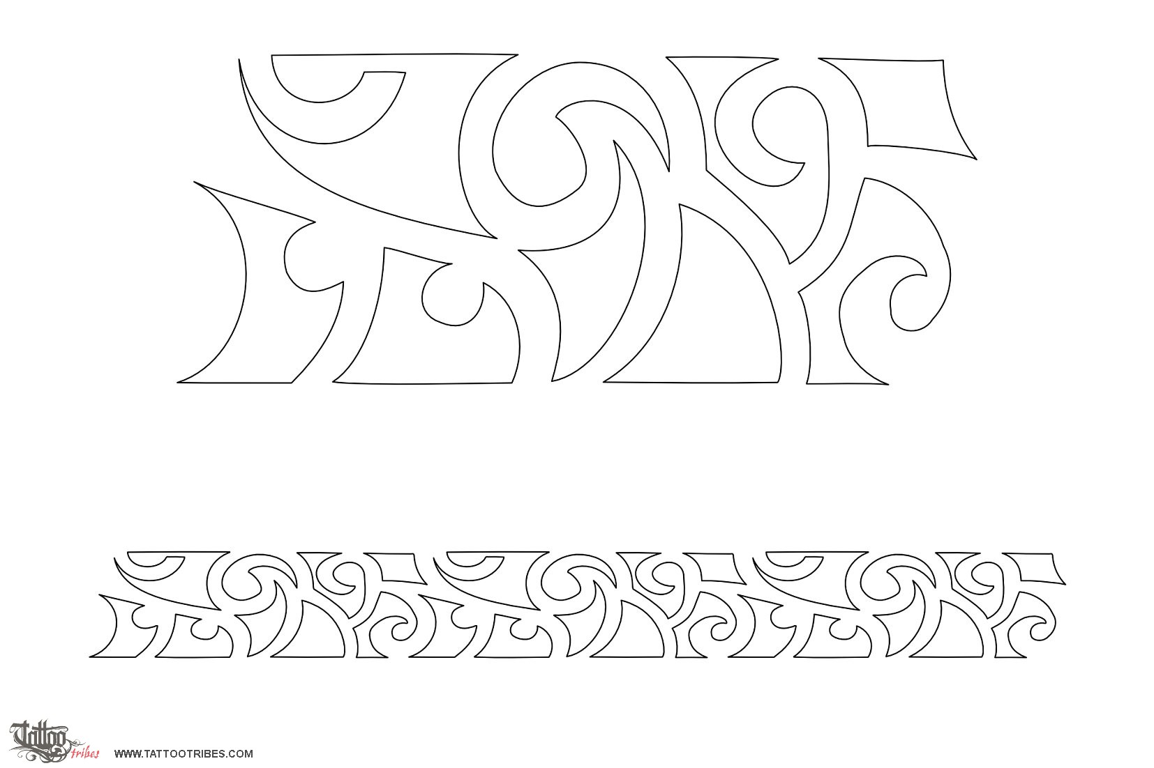 Stencil outline of Maori armband 2 downloadable hi-res tattoo stencil