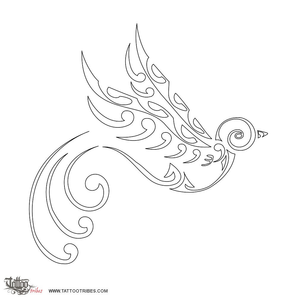 Stencil outline of Swallow, Freedom, protection downloadable hi-res tattoo stencil
