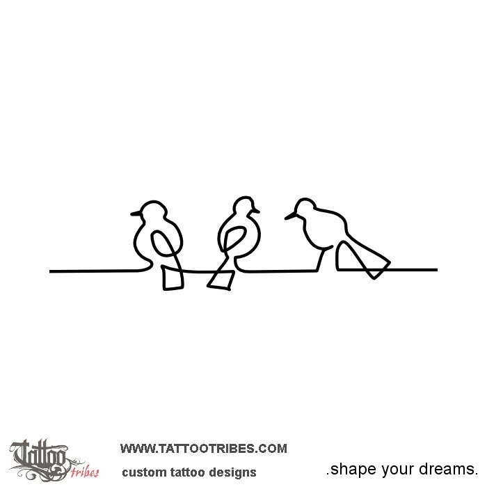 Tattoo image of Three little birds, Good vibes downloadable hi-res tattoo flash design