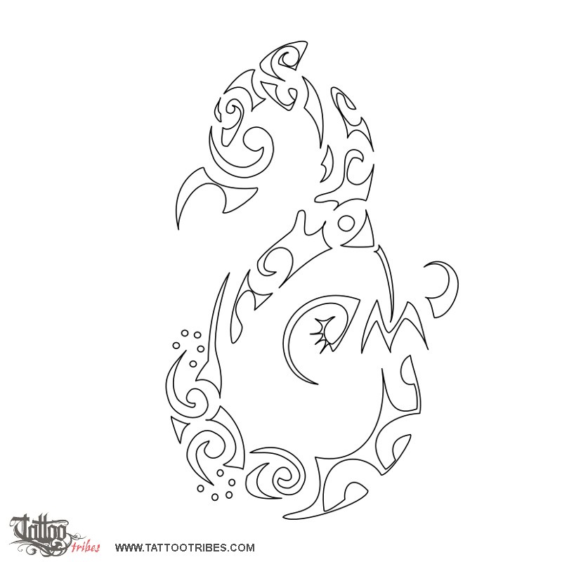 Stencil outline of Ocean, Life, protection downloadable hi-res tattoo stencil