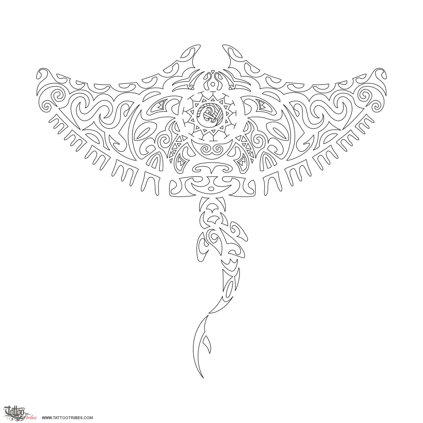 Stencil outline of Rawahi, Across the ocean downloadable hi-res tattoo stencil