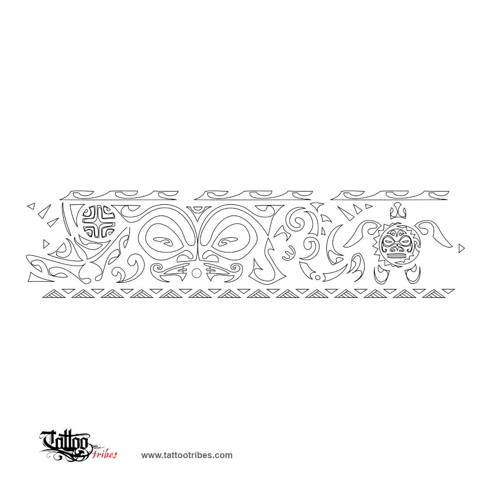 Stencil outline of Polynesian ankle-band, Protection, balance downloadable hi-res tattoo stencil