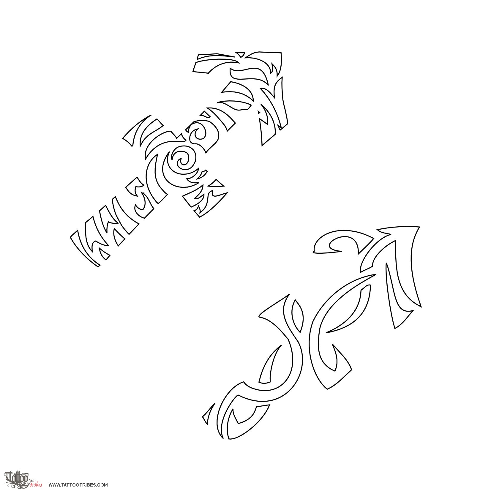 Stencil outline of Sagittarius, Zodiac sign downloadable hi-res tattoo stencil