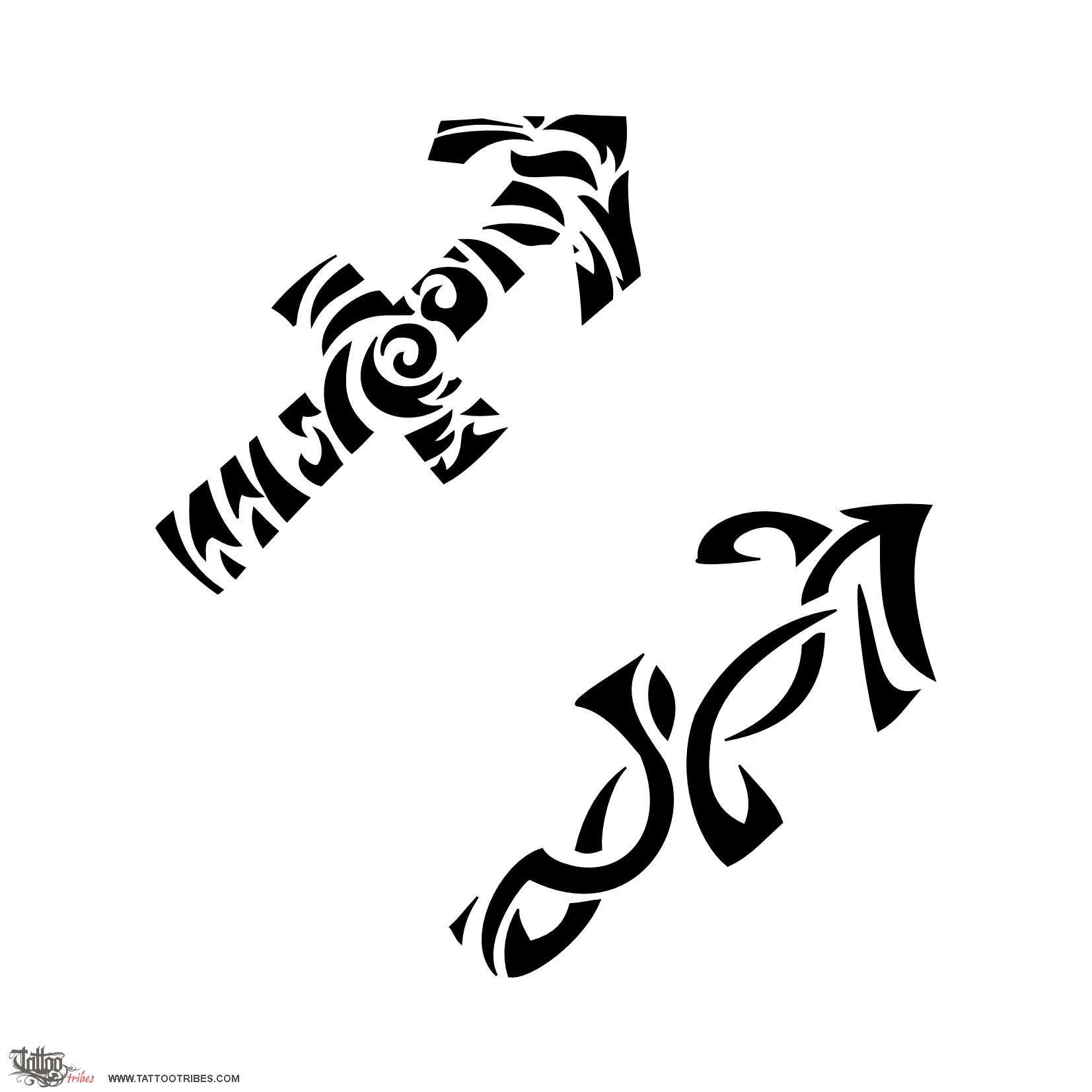 Tattoo image of Sagittarius, Zodiac sign downloadable hi-res tattoo flash design