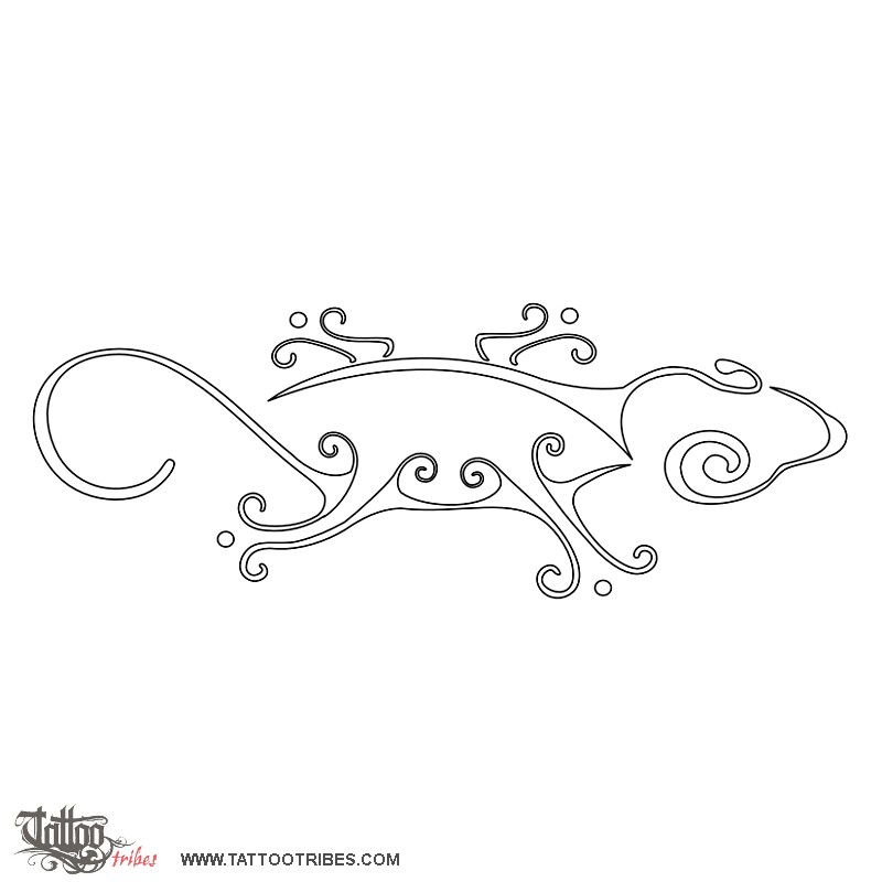 Stencil outline of Stylized gecko, Luck, protection downloadable hi-res tattoo stencil