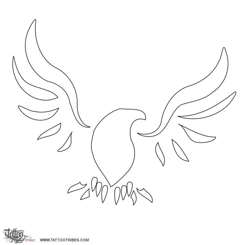 Stencil outline of Flying eagle, Freedom, power downloadable hi-res tattoo stencil
