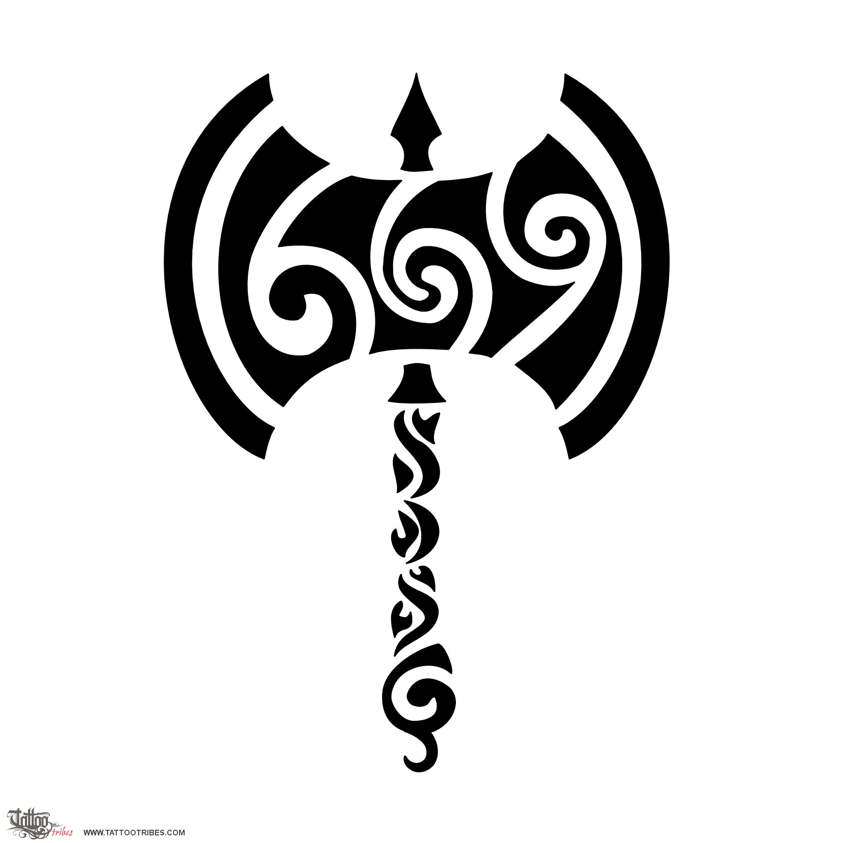 Tattoo image of Tribal labrys, Warrior downloadable hi-res tattoo flash design