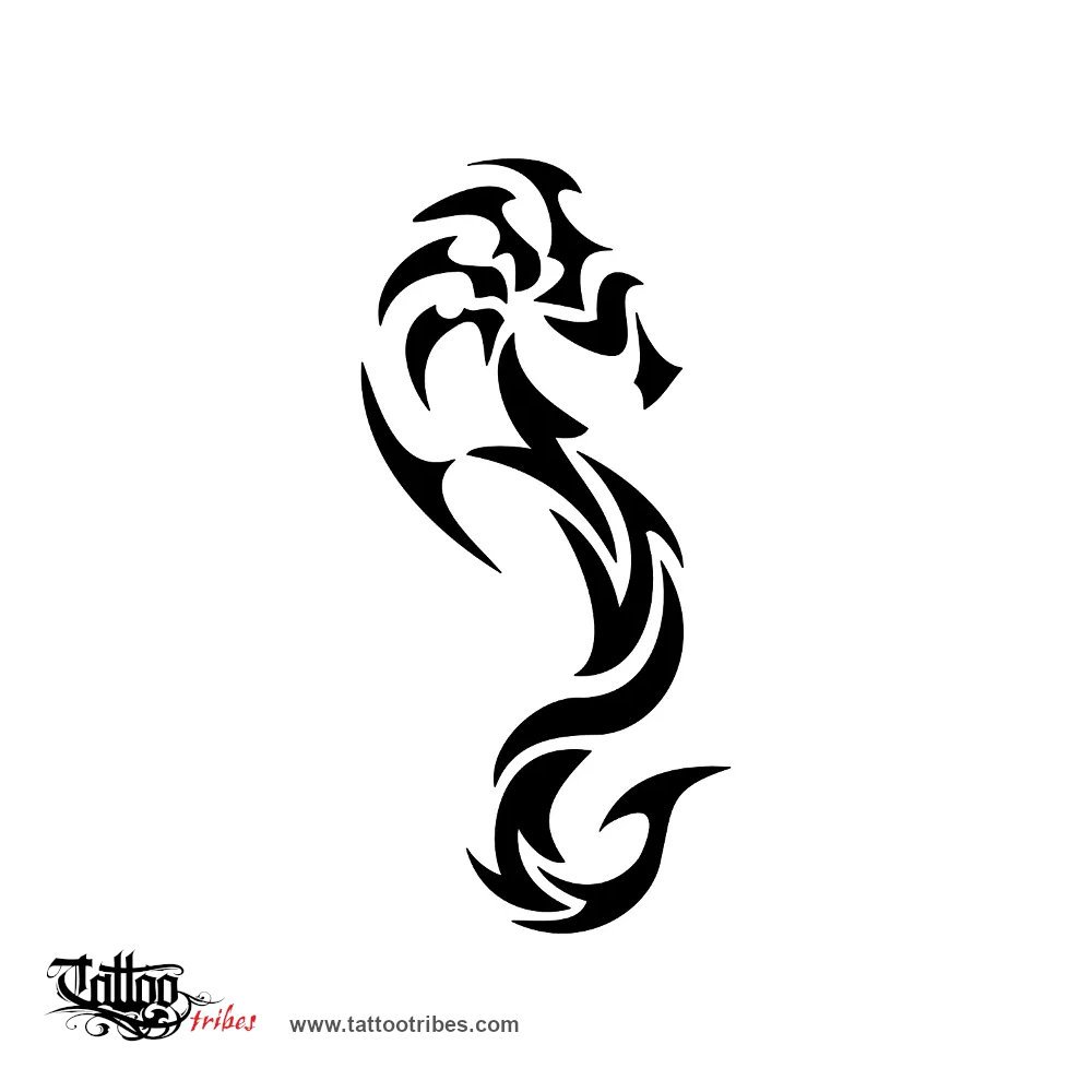 Tattoo image of Tribal seahorse, Patience, tenacity downloadable hi-res tattoo flash design
