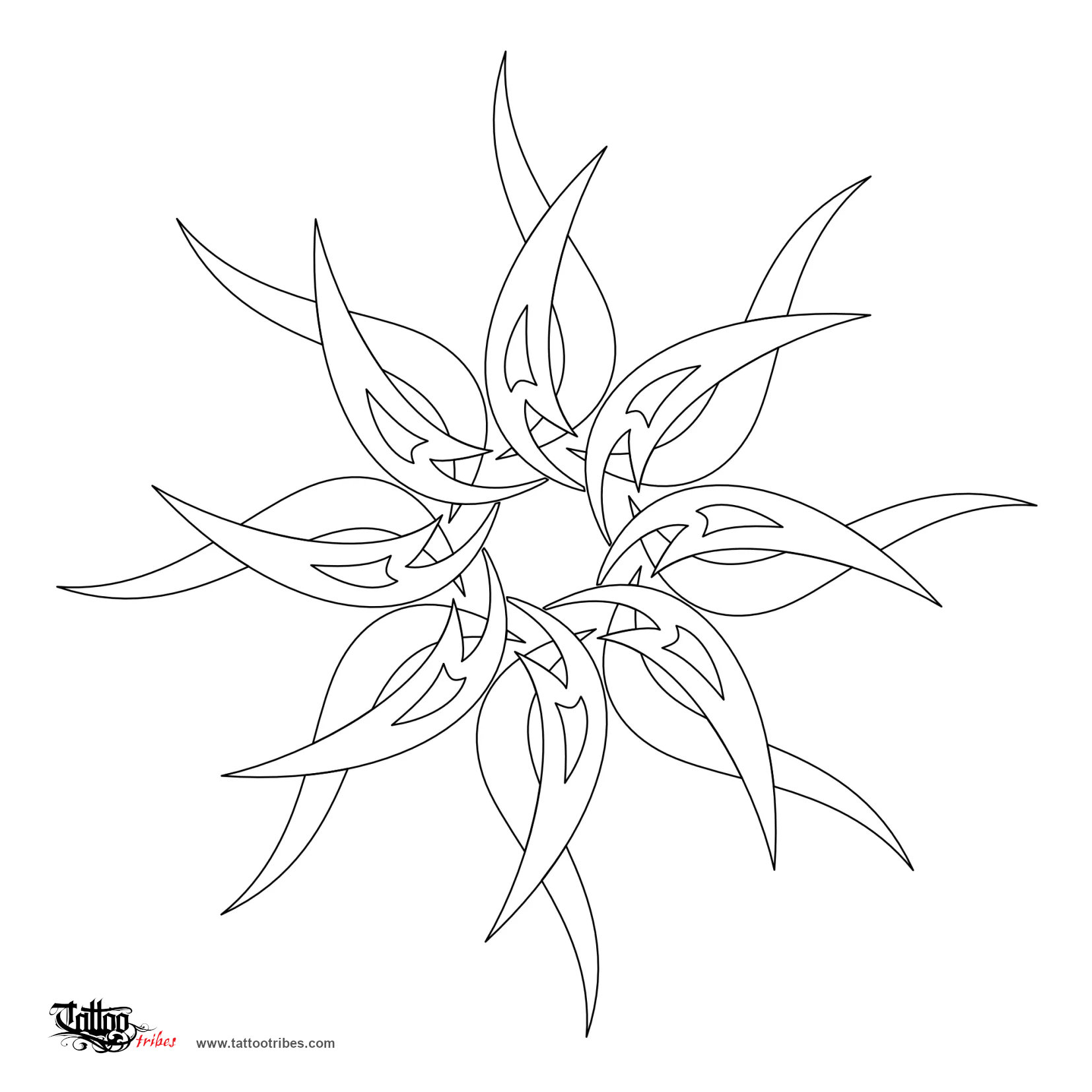 Stencil outline of Tribal sun, Strength, royalty downloadable hi-res tattoo stencil
