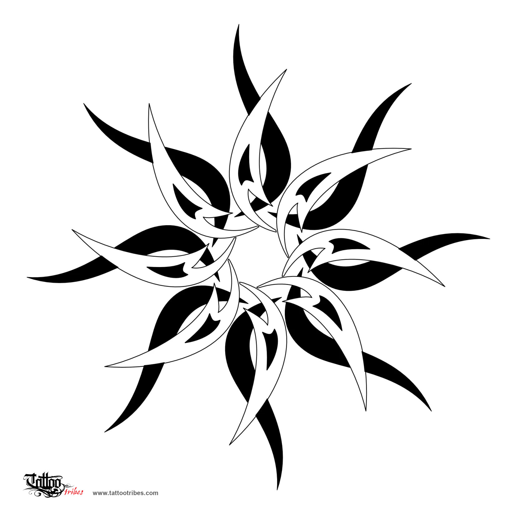 Tattoo image of Tribal sun, Strength, royalty downloadable hi-res tattoo flash design