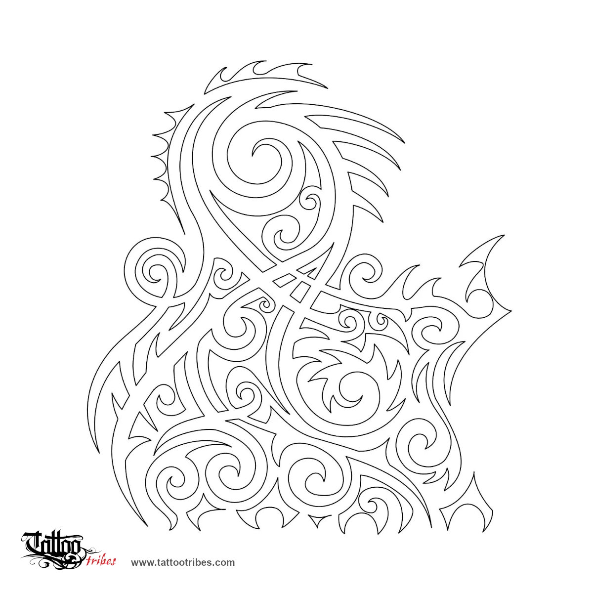 Stencil outline of Tribal, Warrior downloadable hi-res tattoo stencil