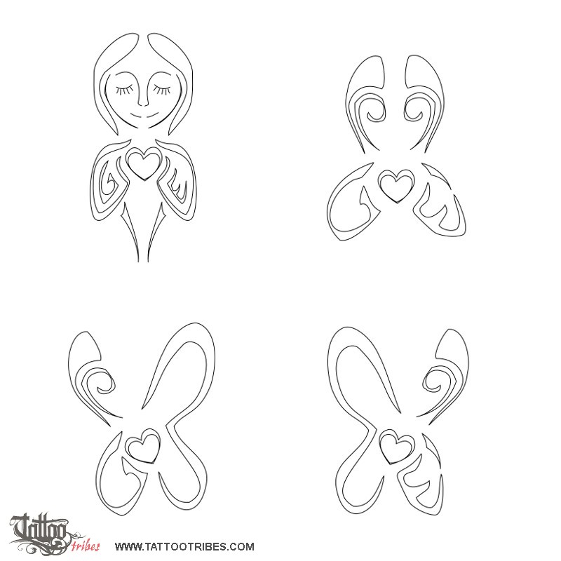 Stencil outline of Twin sisters, Two lives one soul downloadable hi-res tattoo stencil
