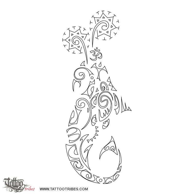Stencil outline of Ahi tipua, Volcano downloadable hi-res tattoo stencil