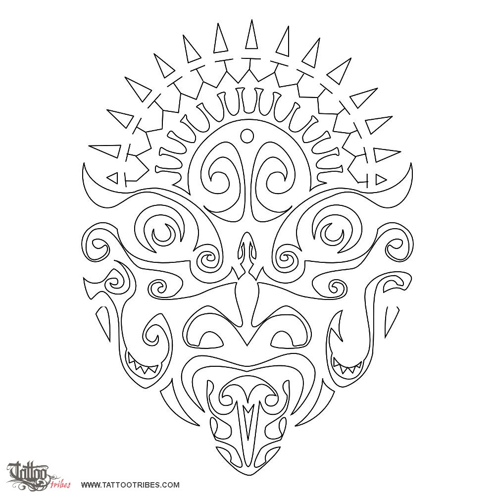 Stencil outline of Toa, Warrior, father downloadable hi-res tattoo stencil
