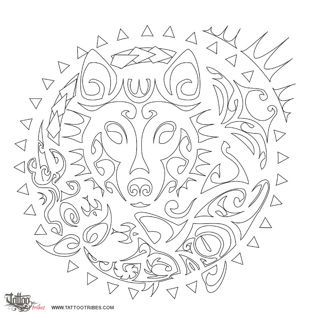 Stencil outline of Ra, Sun downloadable hi-res tattoo stencil