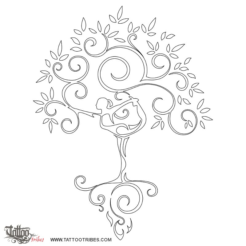 Stencil outline of Yoga, Healing downloadable hi-res tattoo stencil
