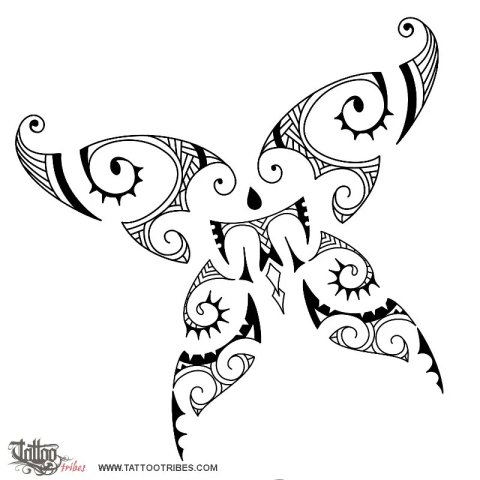 Maori style butterfly 1 (Maori series - AIR) tattoo design thumbnail