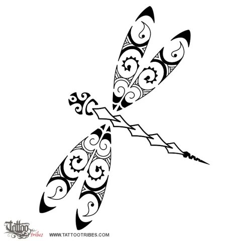 Maori style dragonfly (Maori series: AIR) tattoo design thumbnail
