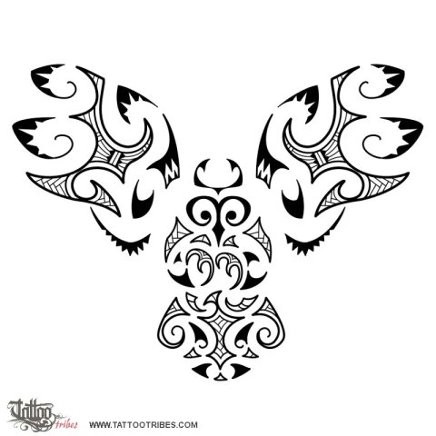 Maori style owl (Maori series - AIR) tattoo design thumbnail