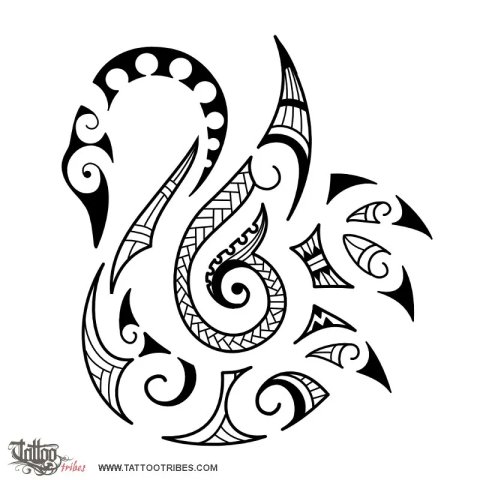 Maori style swan (Maori series - AIR) tattoo design thumbnail