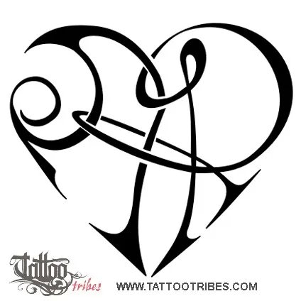 Double A+R heart (Union, bond) tattoo design thumbnail