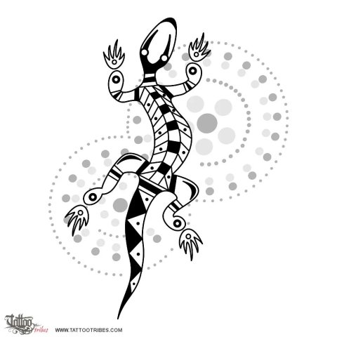 Aboriginal gecko (Protection) tattoo design thumbnail