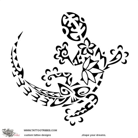 Mo'o 'Ārara (Gecko) tattoo design thumbnail