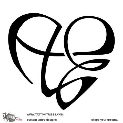 A+E heart (Passion) tattoo design thumbnail