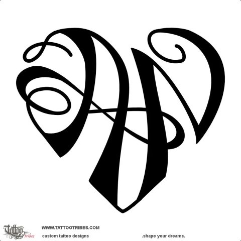 A+N heart (Eternity) tattoo design thumbnail