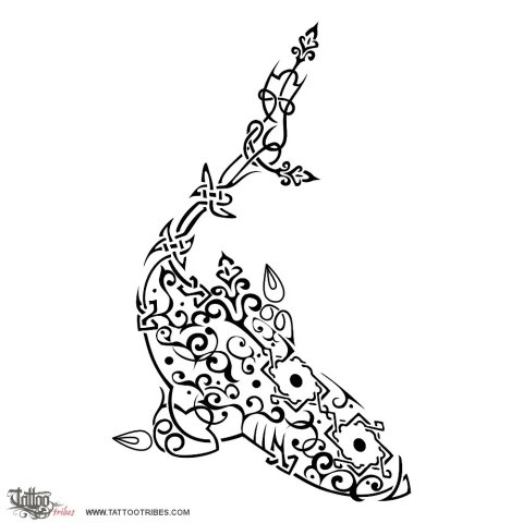 Arabesque shark (Red Sea memory) tattoo design thumbnail