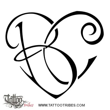B+C heartigram (Union, bond) tattoo design thumbnail