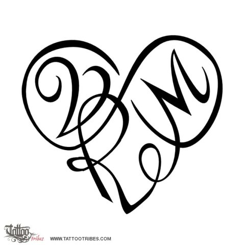 V+R+M heart (Eternal bond) tattoo design thumbnail
